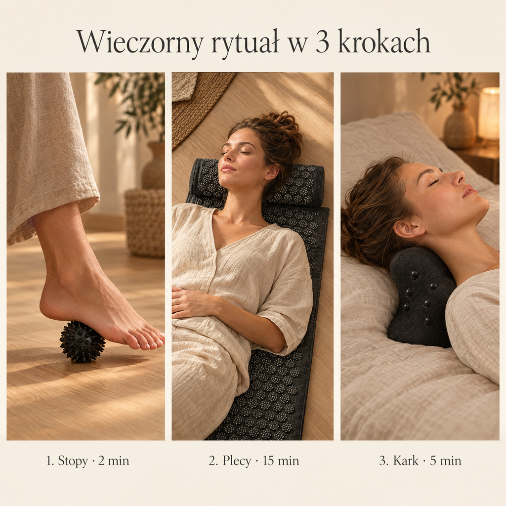 Wieczorny rytuał w 3 krokach: stopy 2 minuty, plecy 15 minut, kark 5 minut